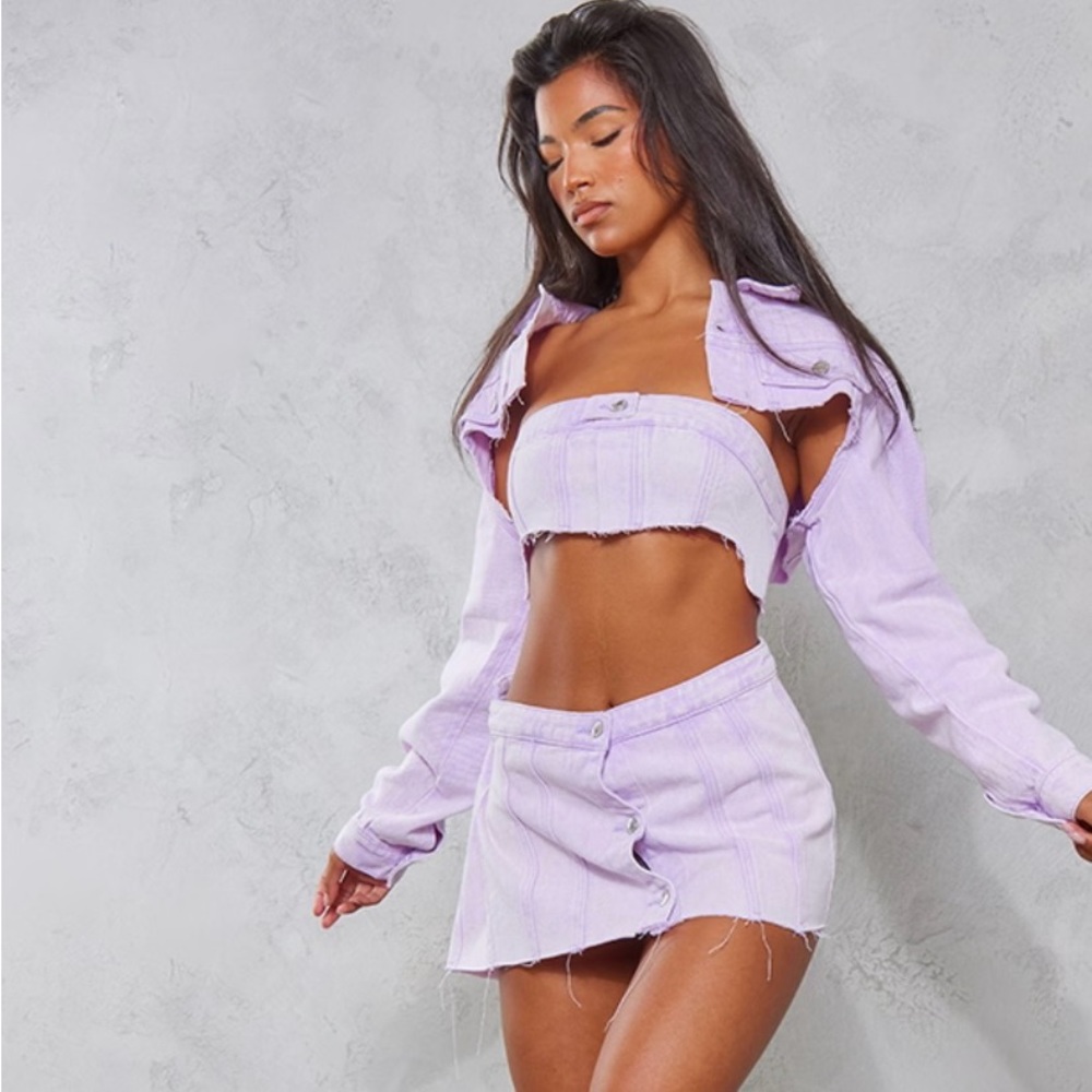 Pretty little thing lilac denim crop top